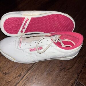 Reebok Women's White and Pink Sneakers